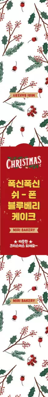 화이트 레드 일러스트 패턴 크리스마스 케이크