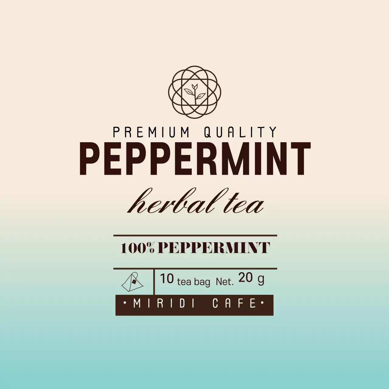 하늘 아이보리 일러스트 카페 페퍼민트 티백 라벨