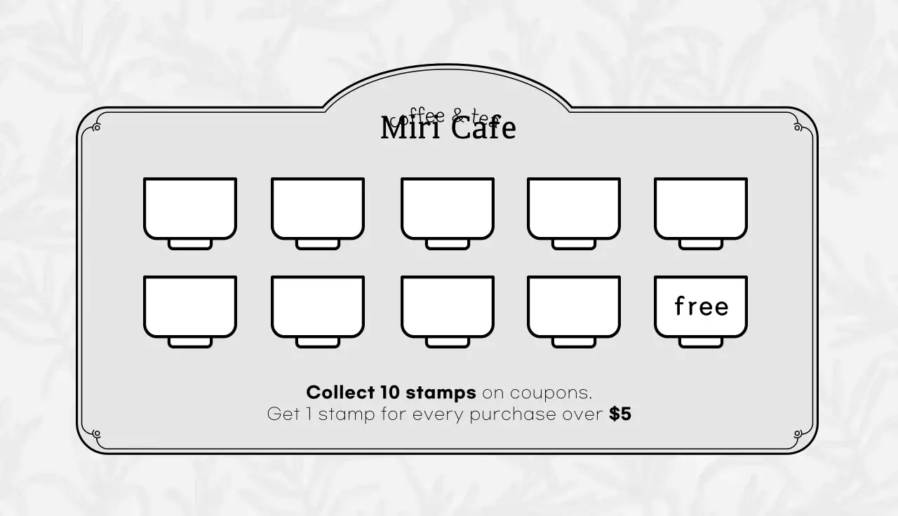 그레이 일러스트 로고 카페 티 쿠폰