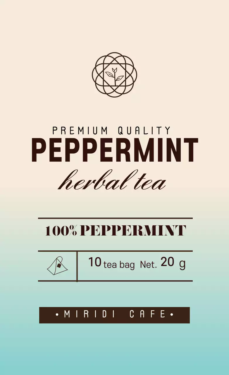 하늘 아이보리 일러스트 페퍼민트 티 라벨