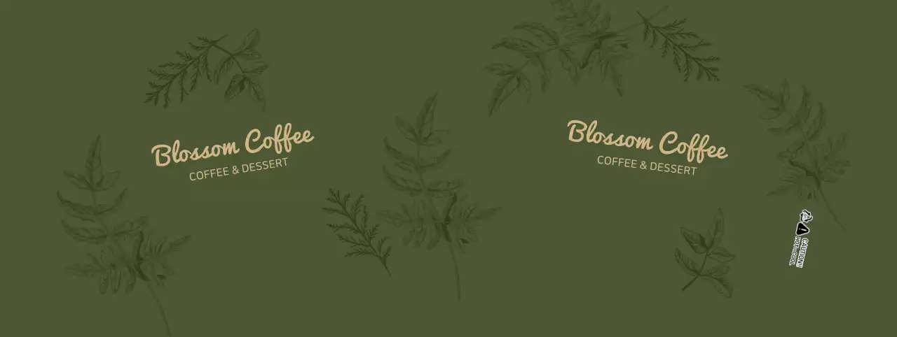 녹색 라인 일러스트 카페