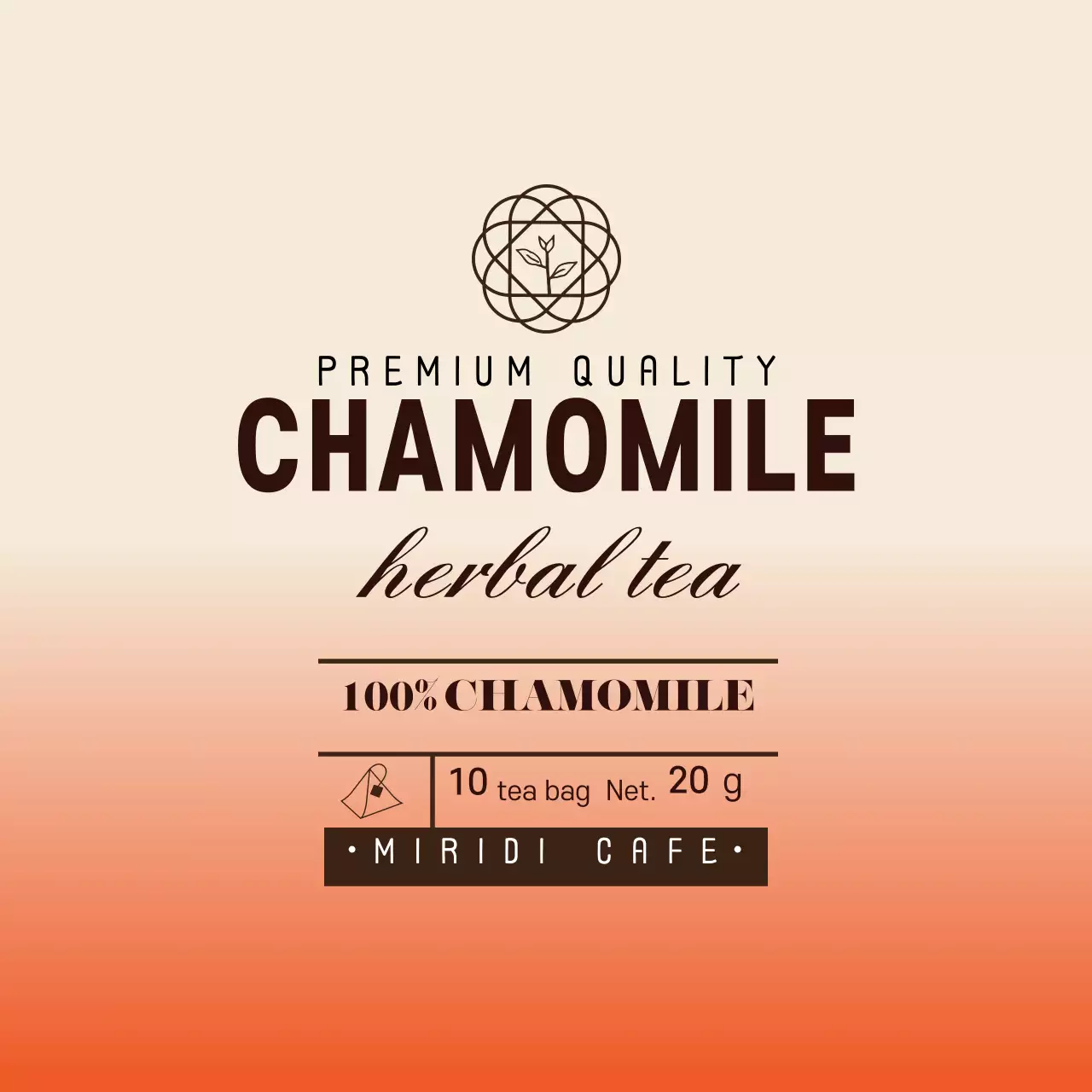 빨강 아이보리 일러스트 카페 캐모마일 티백 라벨
