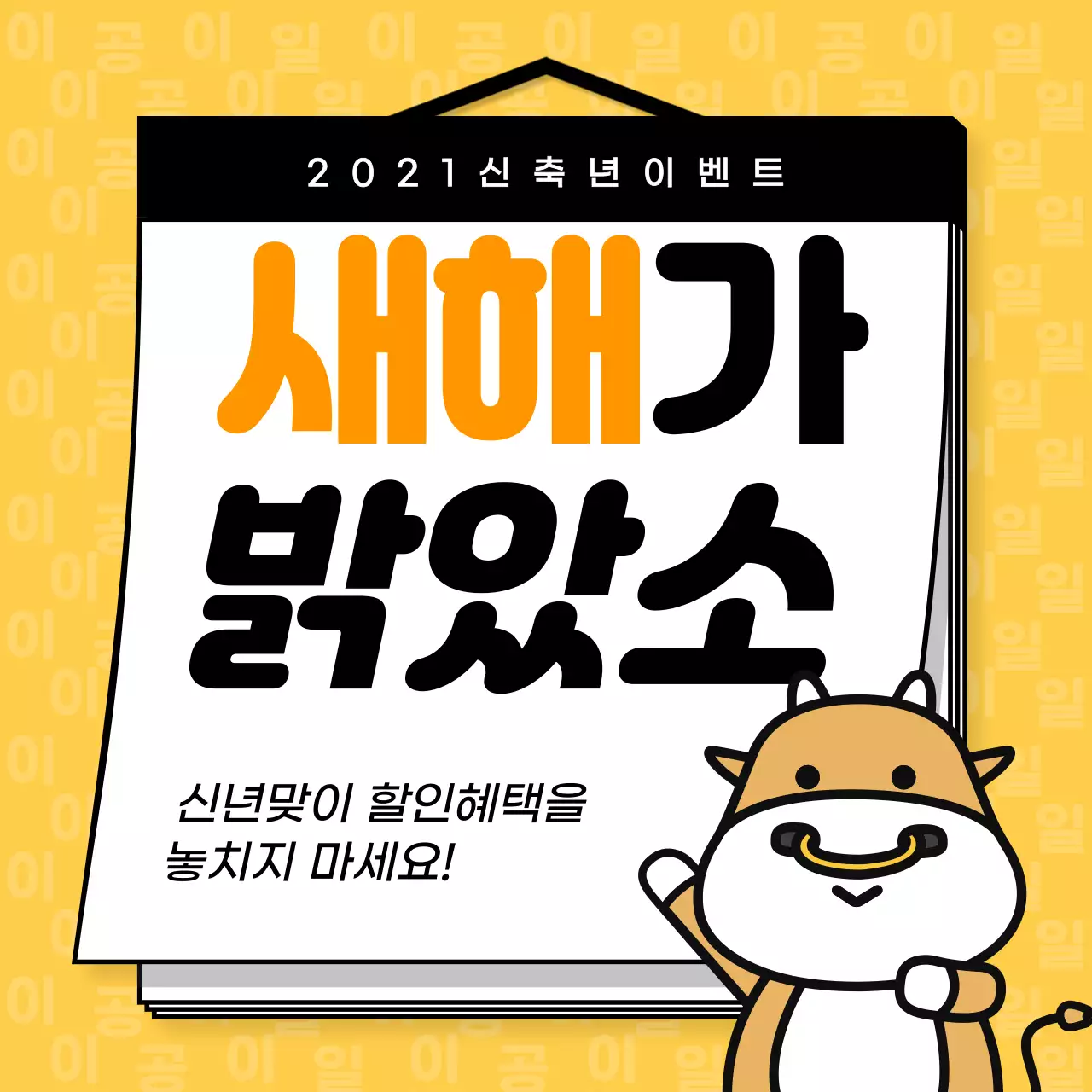 노랑의 아기자기한 달력 할인 이벤트 공지