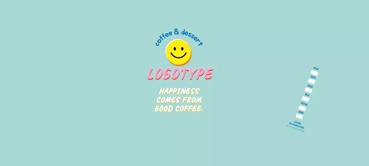 파란색 귀여운 일러스트 레터링 카페