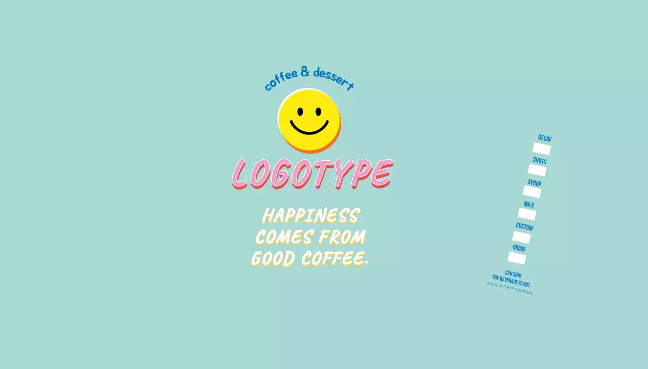 파란색 귀여운 일러스트 레터링 카페