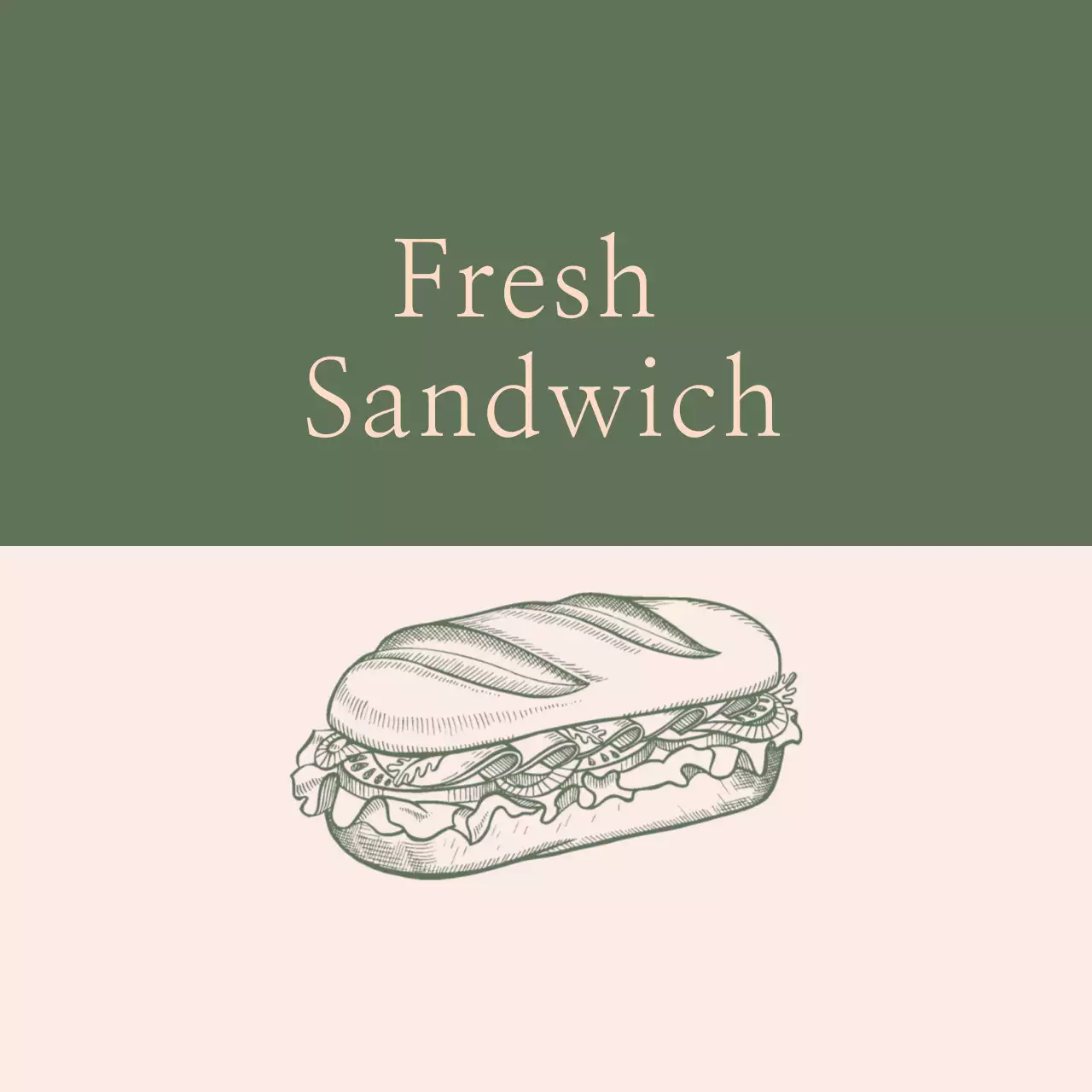녹색 일러스트 빈티지 음식 샌드위치 라벨