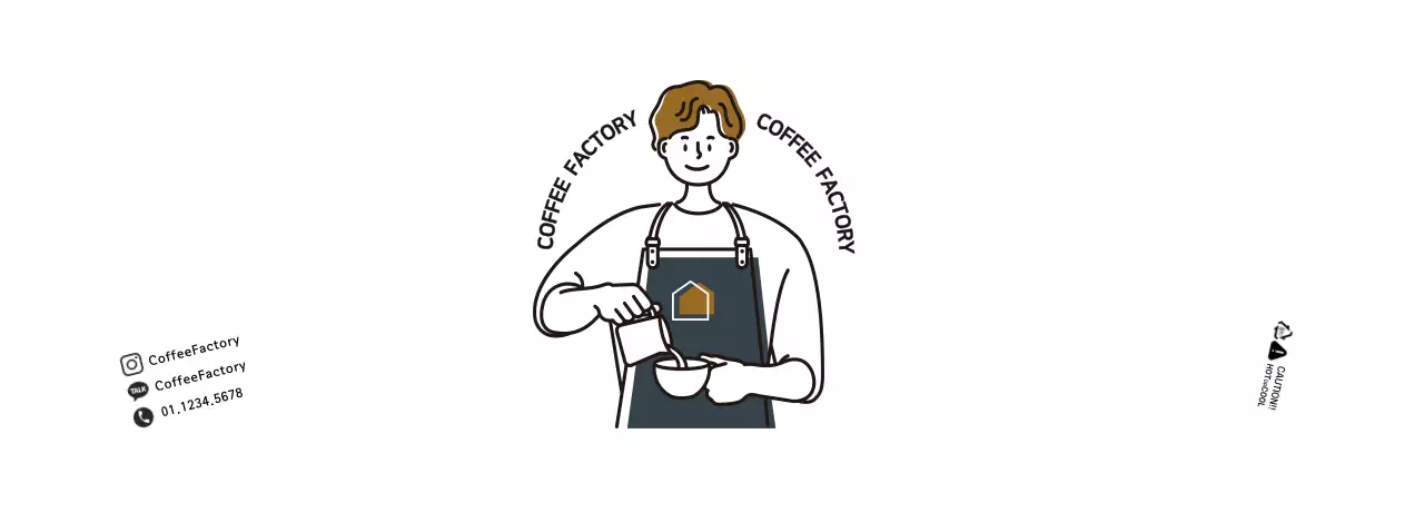 하얀색 심플한 바리스타일러스트 카페용 컵홀더