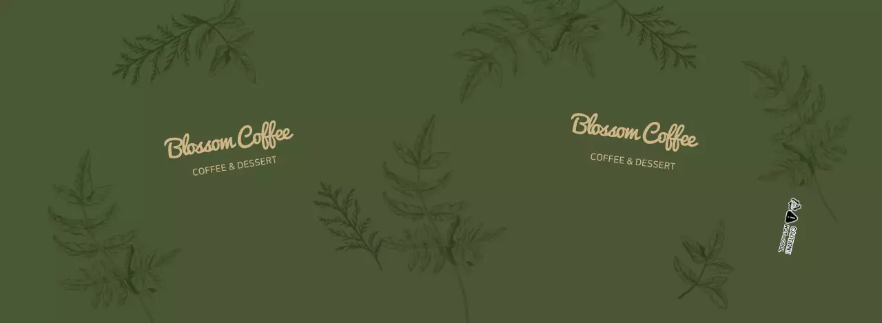 녹색 라인 일러스트 카페