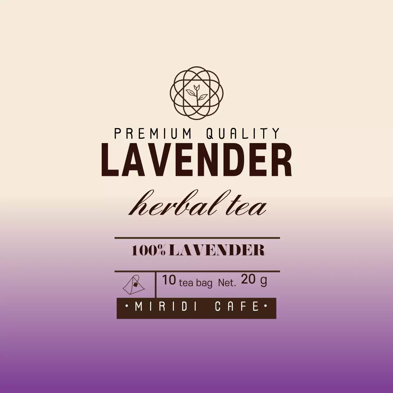 보라 아이보리 일러스트 카페 라벤더 티 라벨