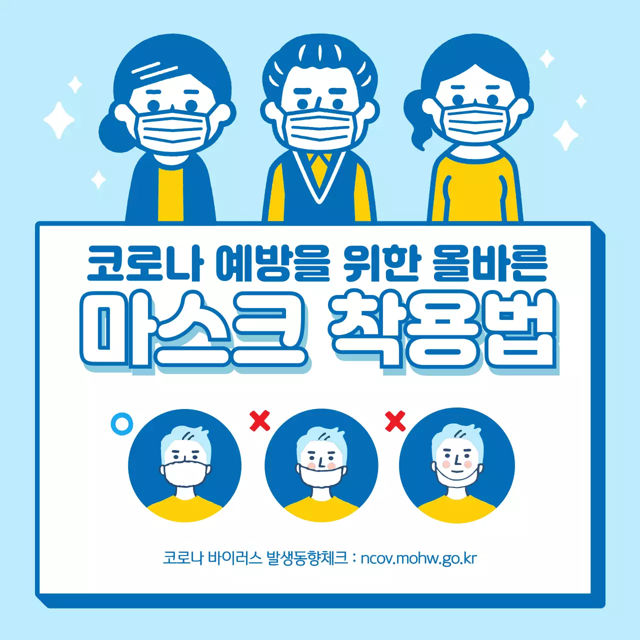 파랑색 텍스트 코로나 마스크안내문