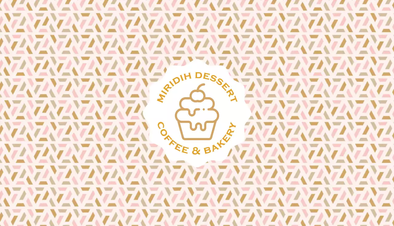 핑크 베이지 일러스트 디저트 명함