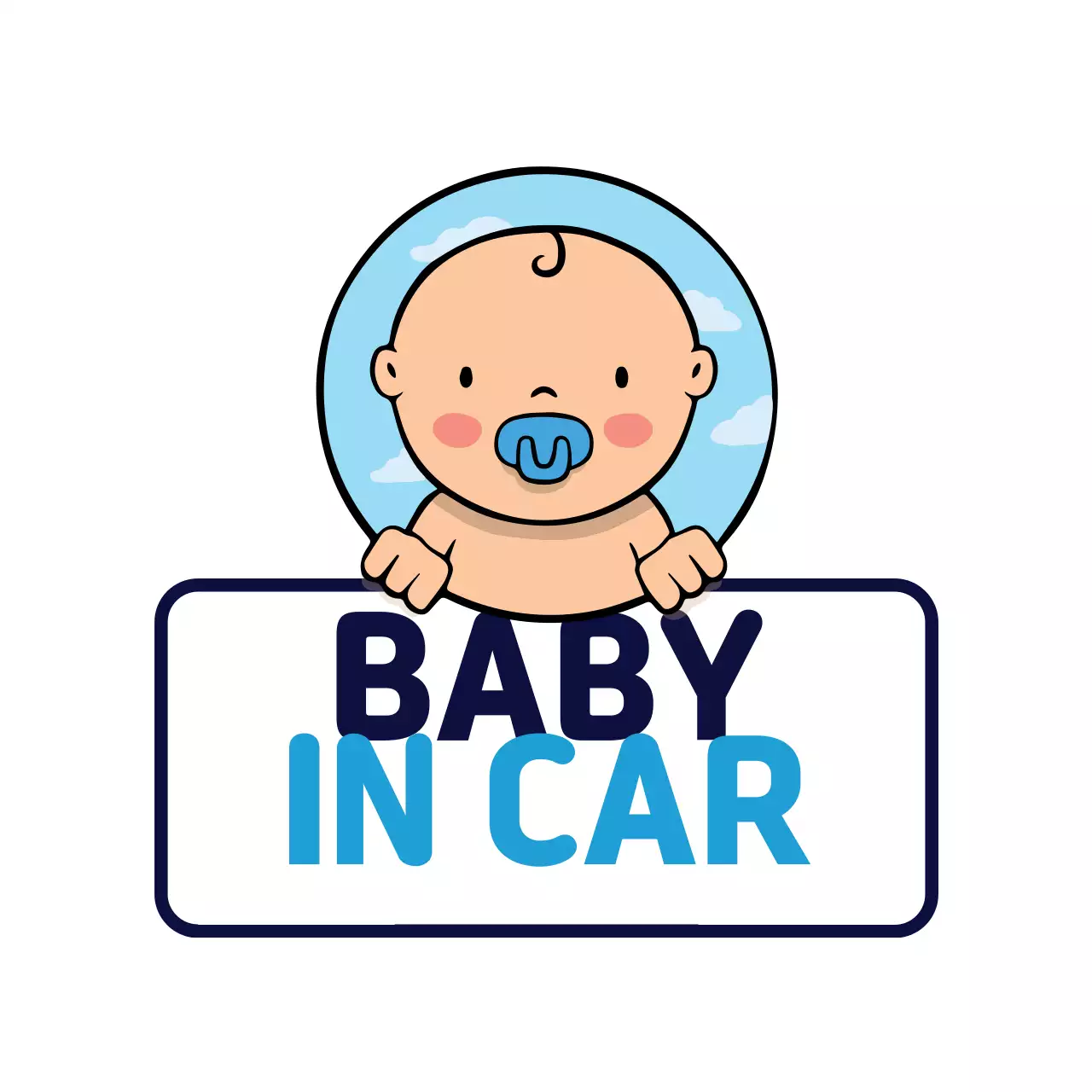 화이트 블루 깔끔한 일러스트 아이가 타고있어요 