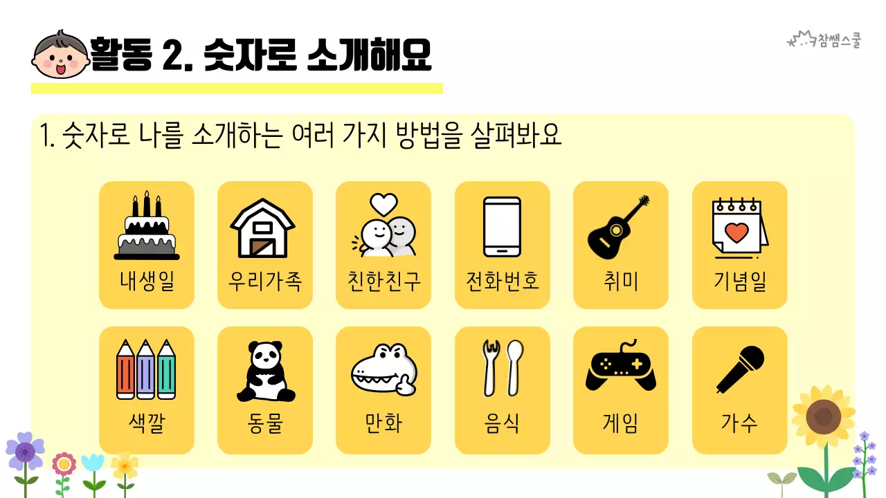 초등학교 교육용 숫자로 소개해요 활동지