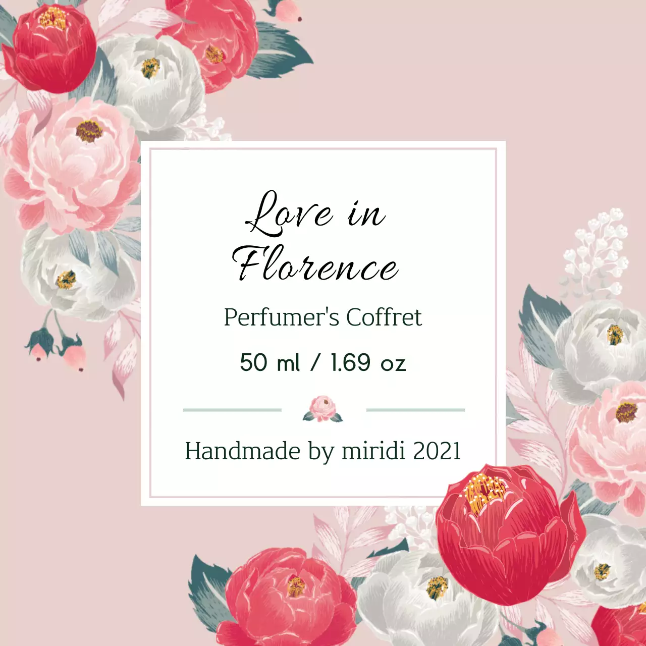 분홍색 일러스트 빈티지적인 향수 라벨