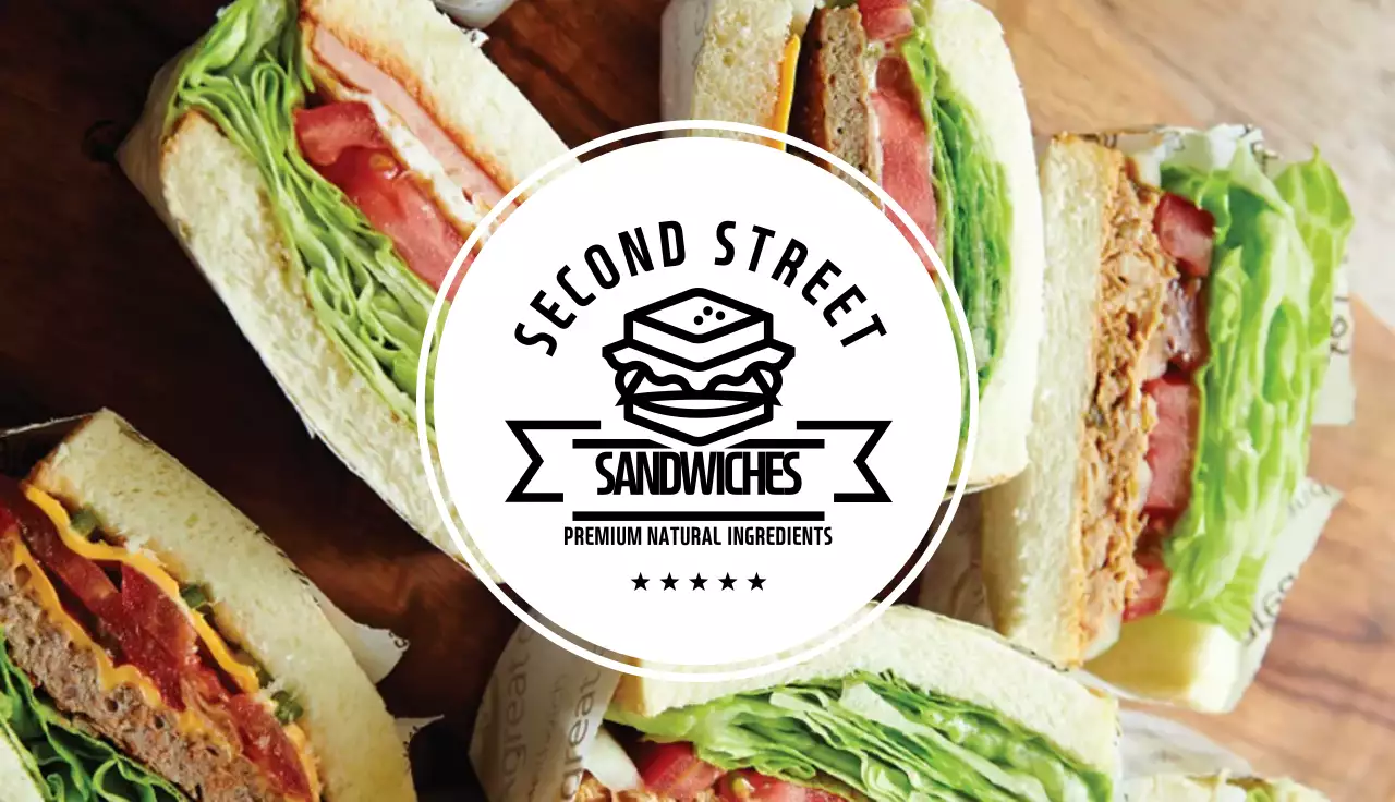 사진강조 검은색 깔끔한 음식점 샌드위치