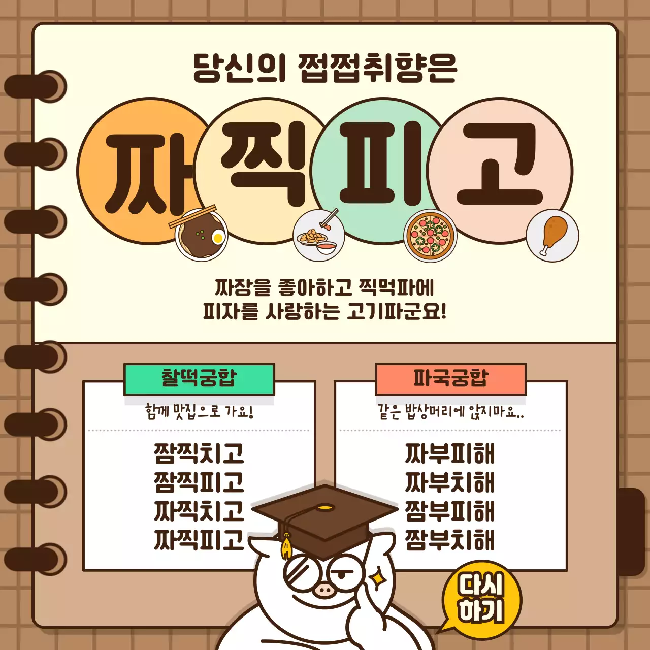 브라운 베이지톤의 귀여운 캐릭터 일러스트 MBTI