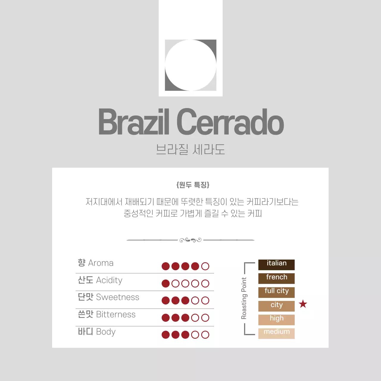 노란색과 갈색의 심플한 컨셉 원두 엽서