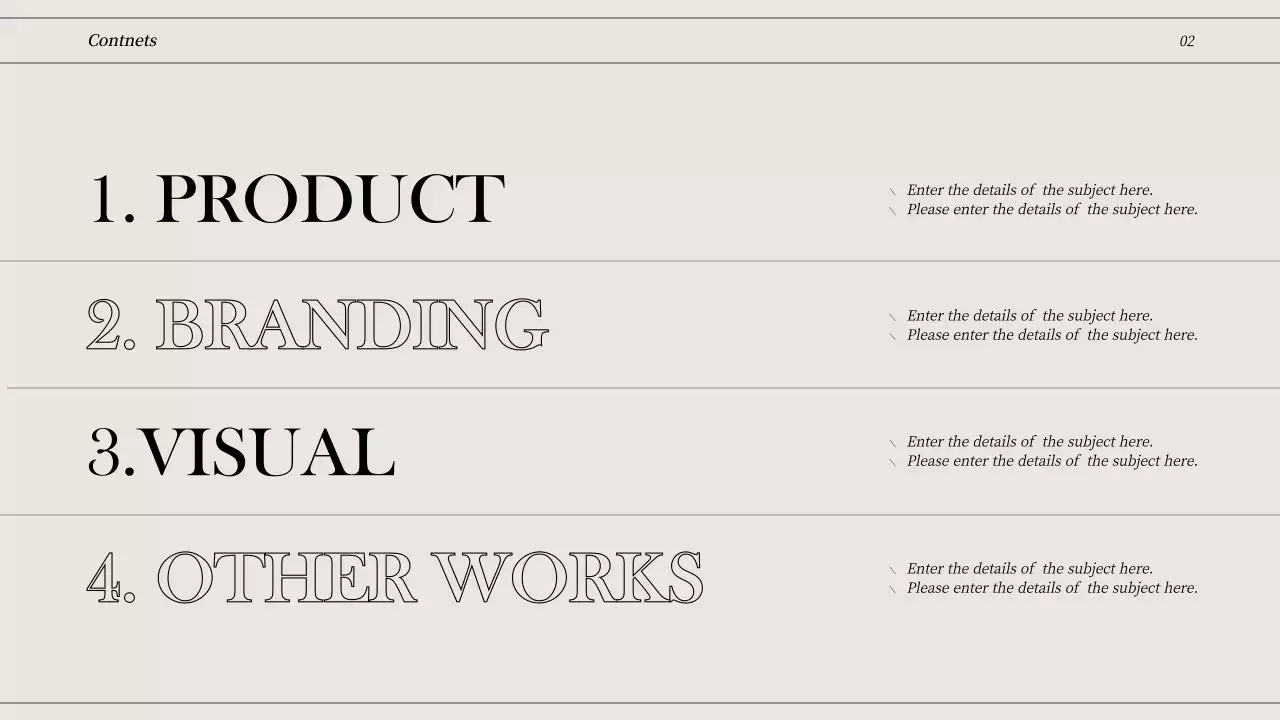 미색과 검정색의 깔끔한 라인 컨셉 포트폴리오