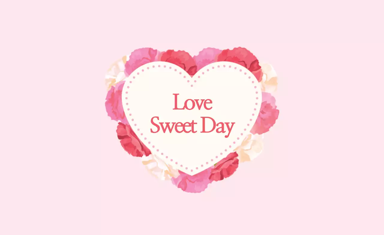 분홍색 일러스트 감성적인 하트 발렌타인데이 라벨