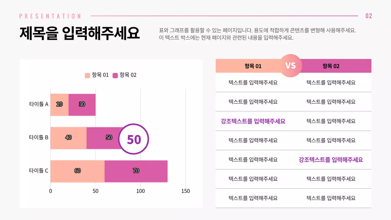 핑크색 그라데이션 그래픽 컨셉의 다양한 레이아웃 프레젠테이션