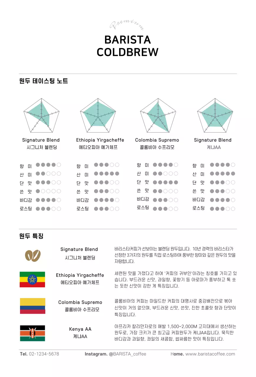브라운톤 원두일러스트 카페 제품홍보 카드엽서
