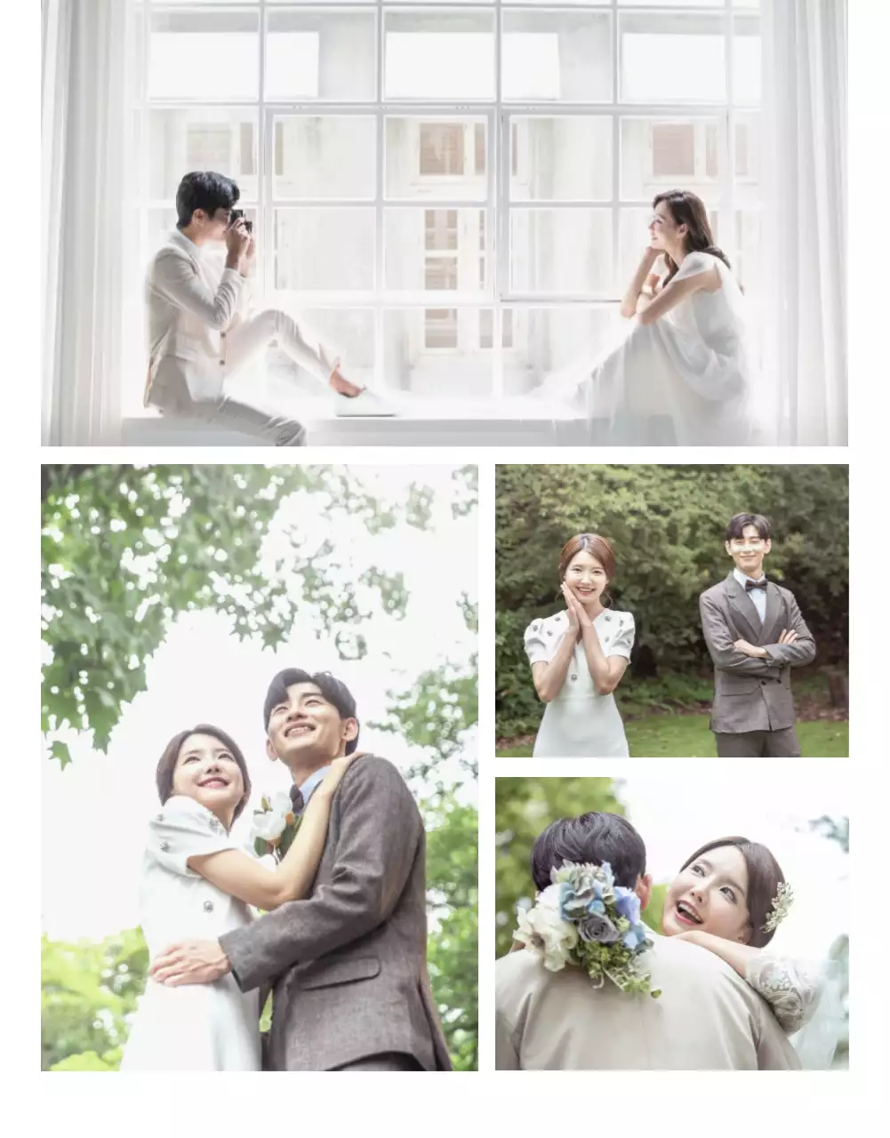 연그레이 컬러와 플라워 모바일 청첩장