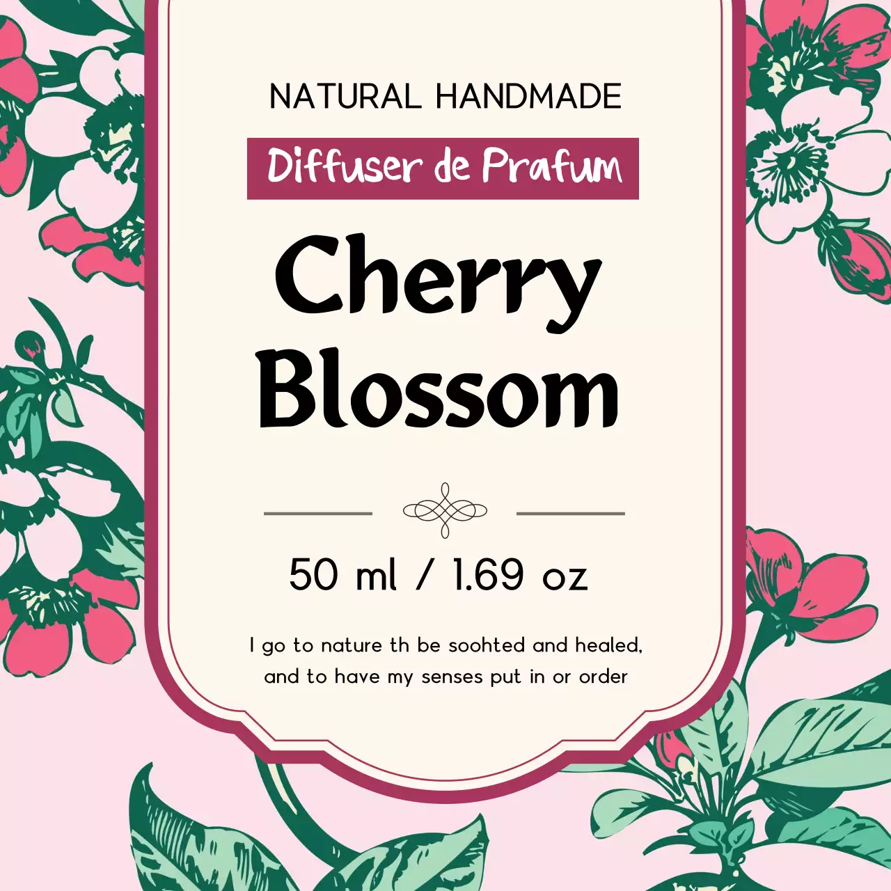 분홍색 일러스트 빈티지적인 향수 라벨