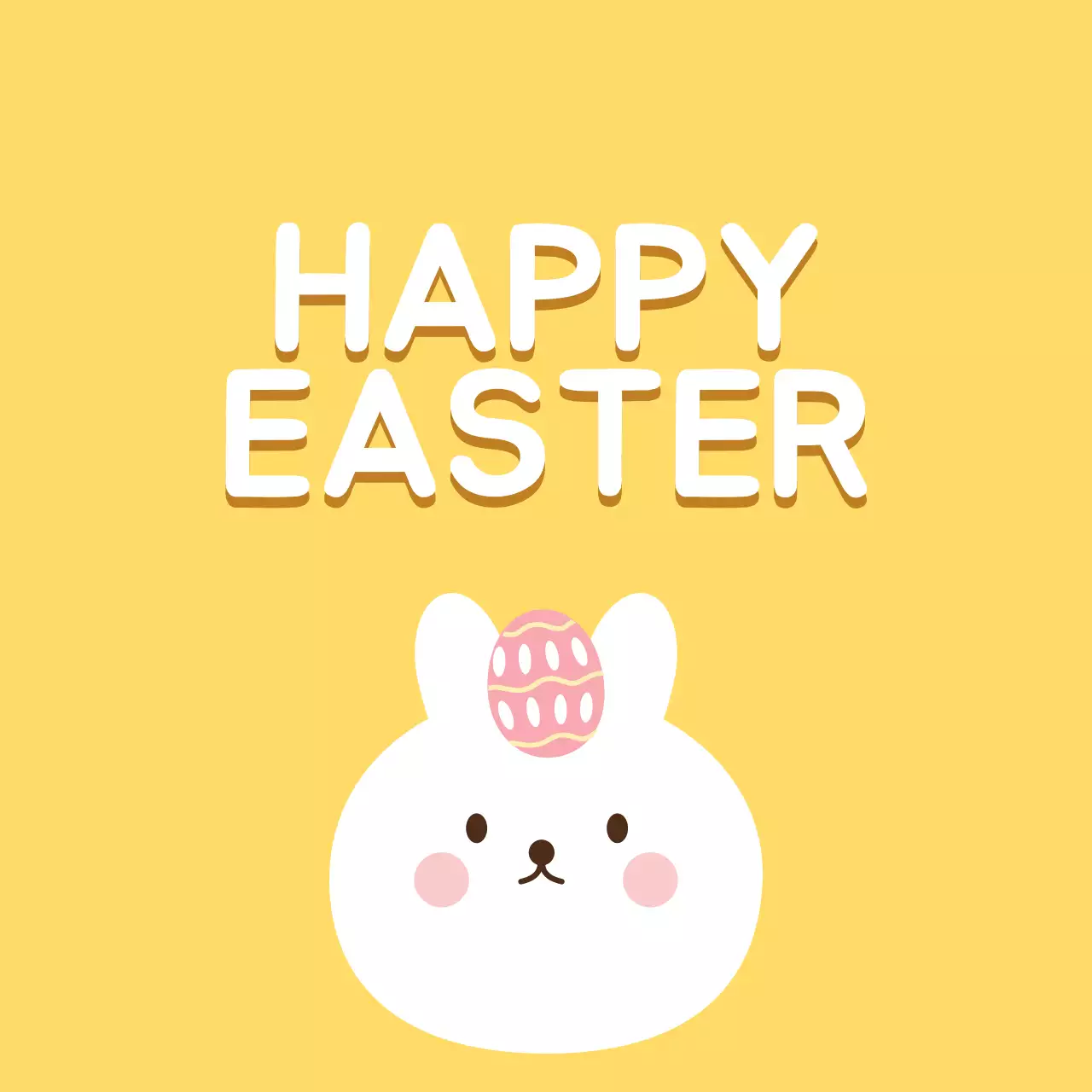 노란색 일러스트 귀여운 교회 부활절 라벨