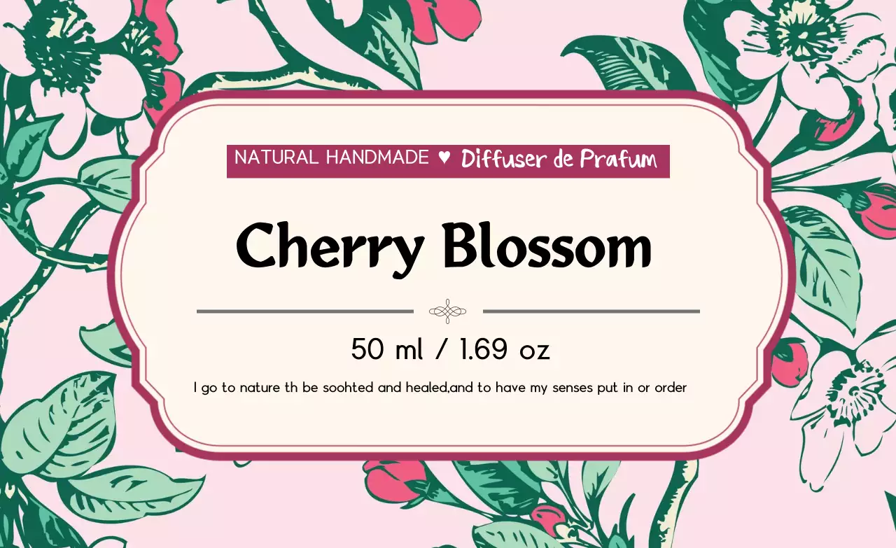 분홍색 일러스트 빈티지적인 향수 라벨