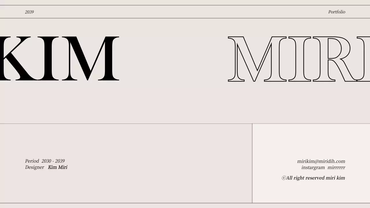 미색과 검정색의 깔끔한 라인 컨셉 포트폴리오