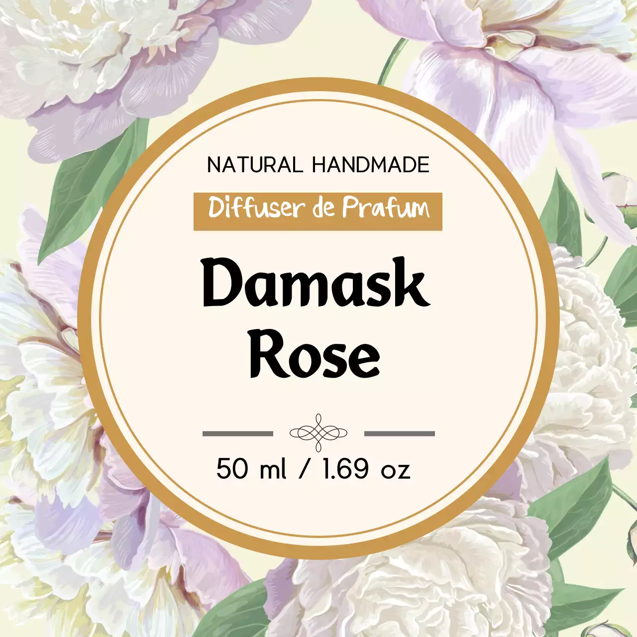 노란색 일러스트 빈티지적인 향수 라벨