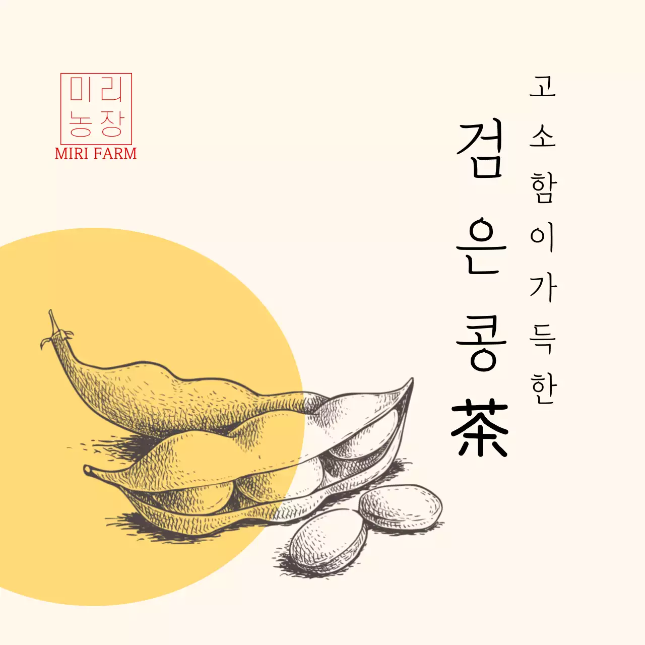 노란색 드로잉 검은콩차 스티커