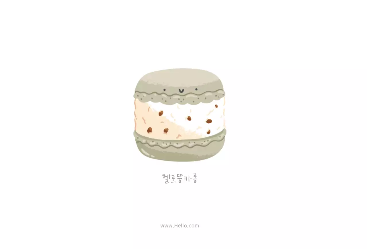 밝은색 마카롱캐릭터 귀여운 카페 홍보용 카드엽서