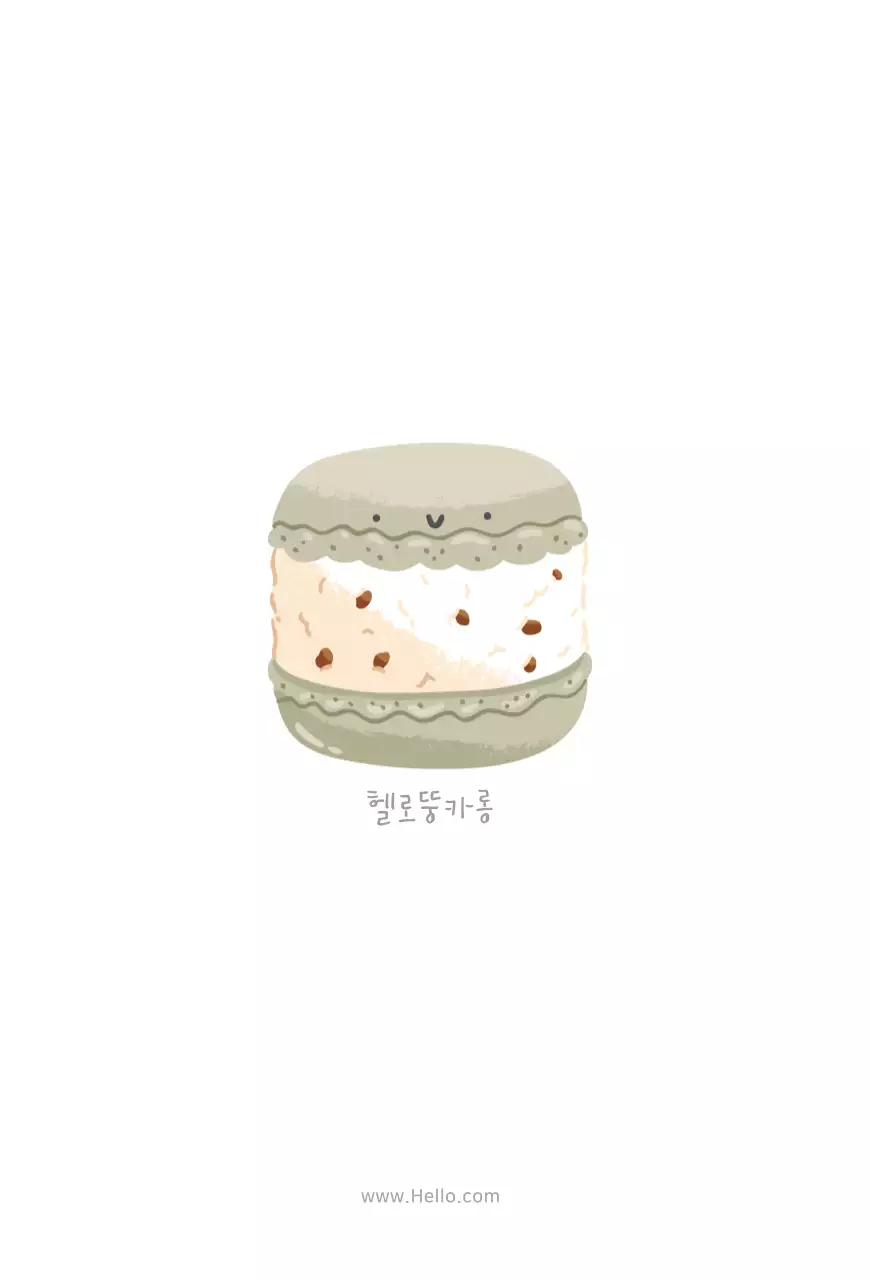 밝은색 마카롱캐릭터 귀여운 카페 홍보용 카드엽서