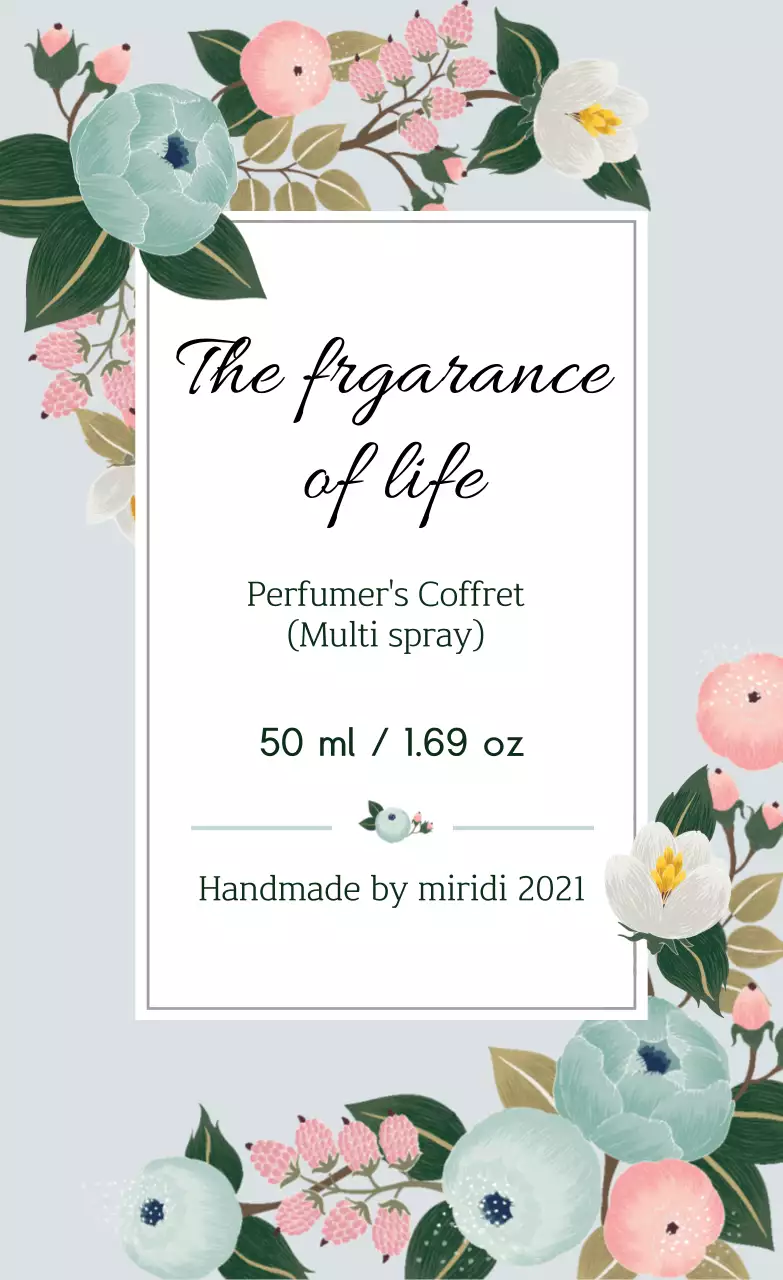 파란색 일러스트 빈티지적인 향수 라벨