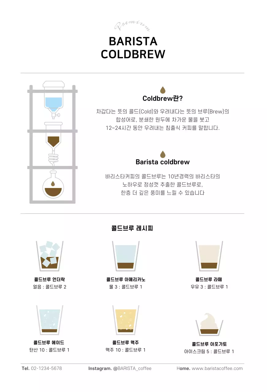 브라운톤 원두일러스트 카페 제품홍보 카드엽서