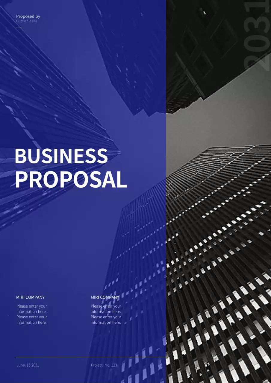 블루와 그레이의 모던 컨셉의 비지니스 제안서