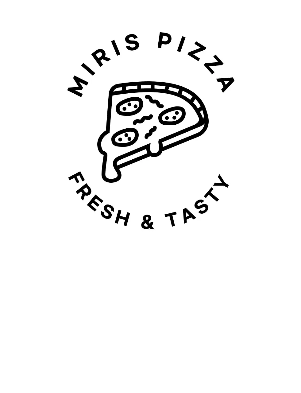 블랙의 깔끔한 빈티지뱃지형의 심볼형 로고 피자