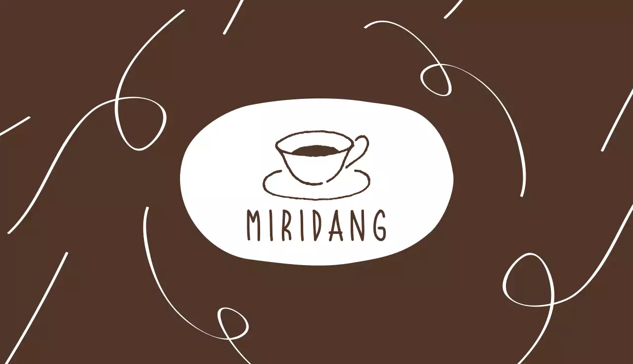 브라운 드로잉 패턴배경의 일러스트 카페