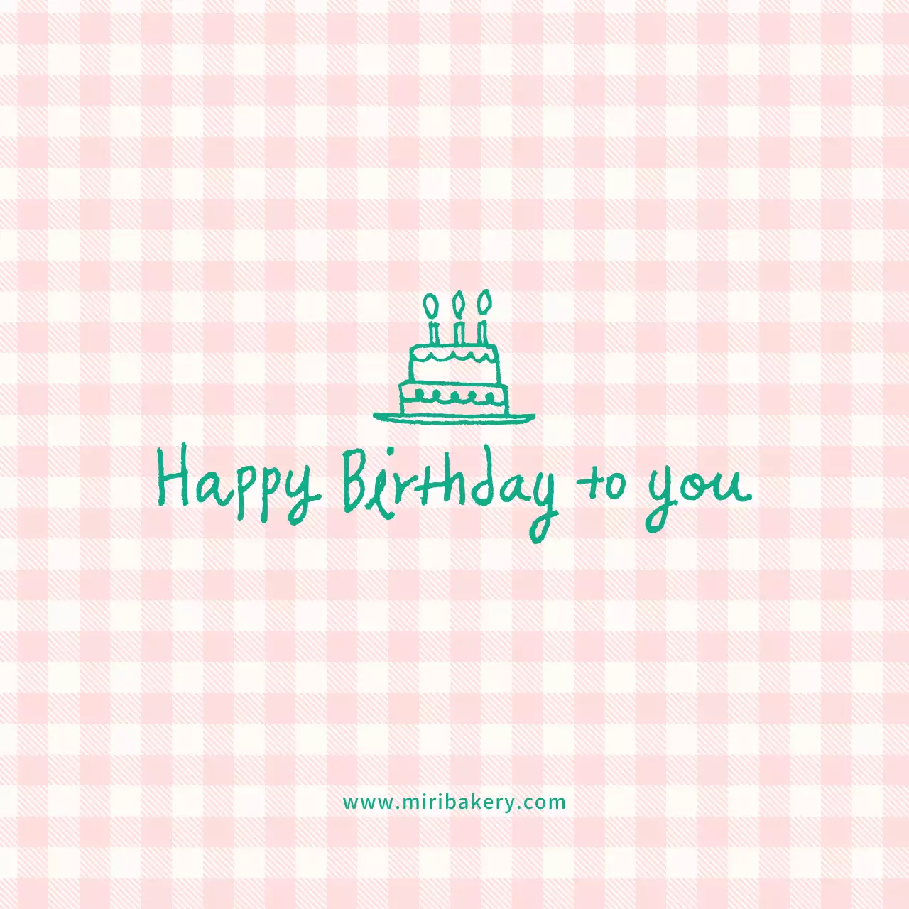 핑크체크생일카드