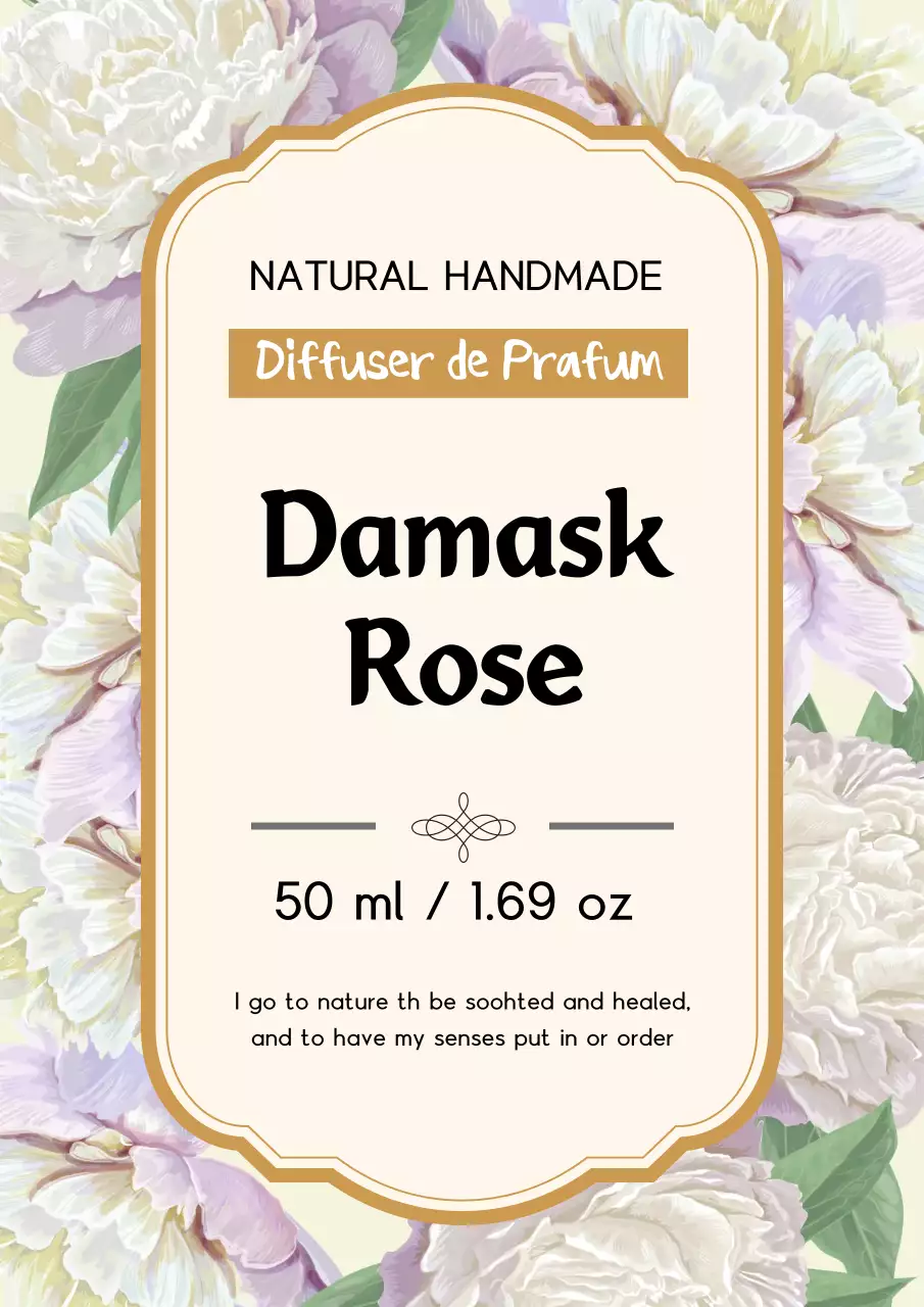 골드와 보라색의 빈티지한 향수 라벨 디자인 포스터