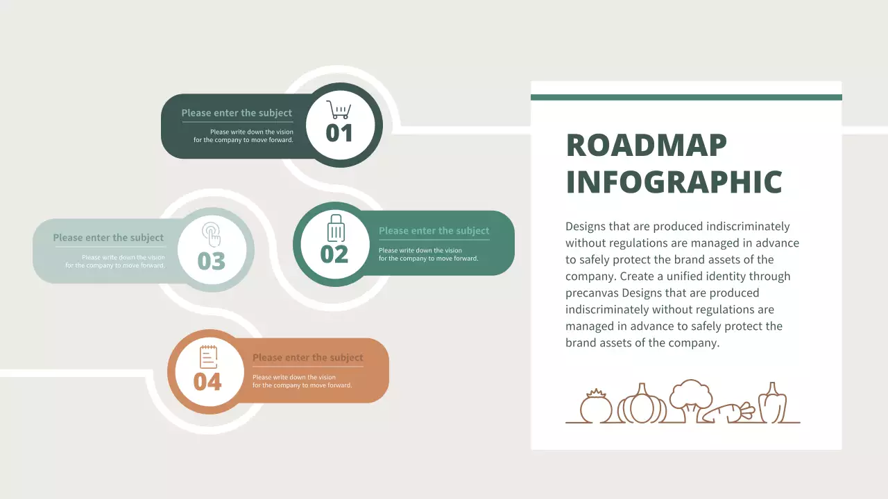 녹색과 갈색의 로드맵 Roadmap 다이어그램