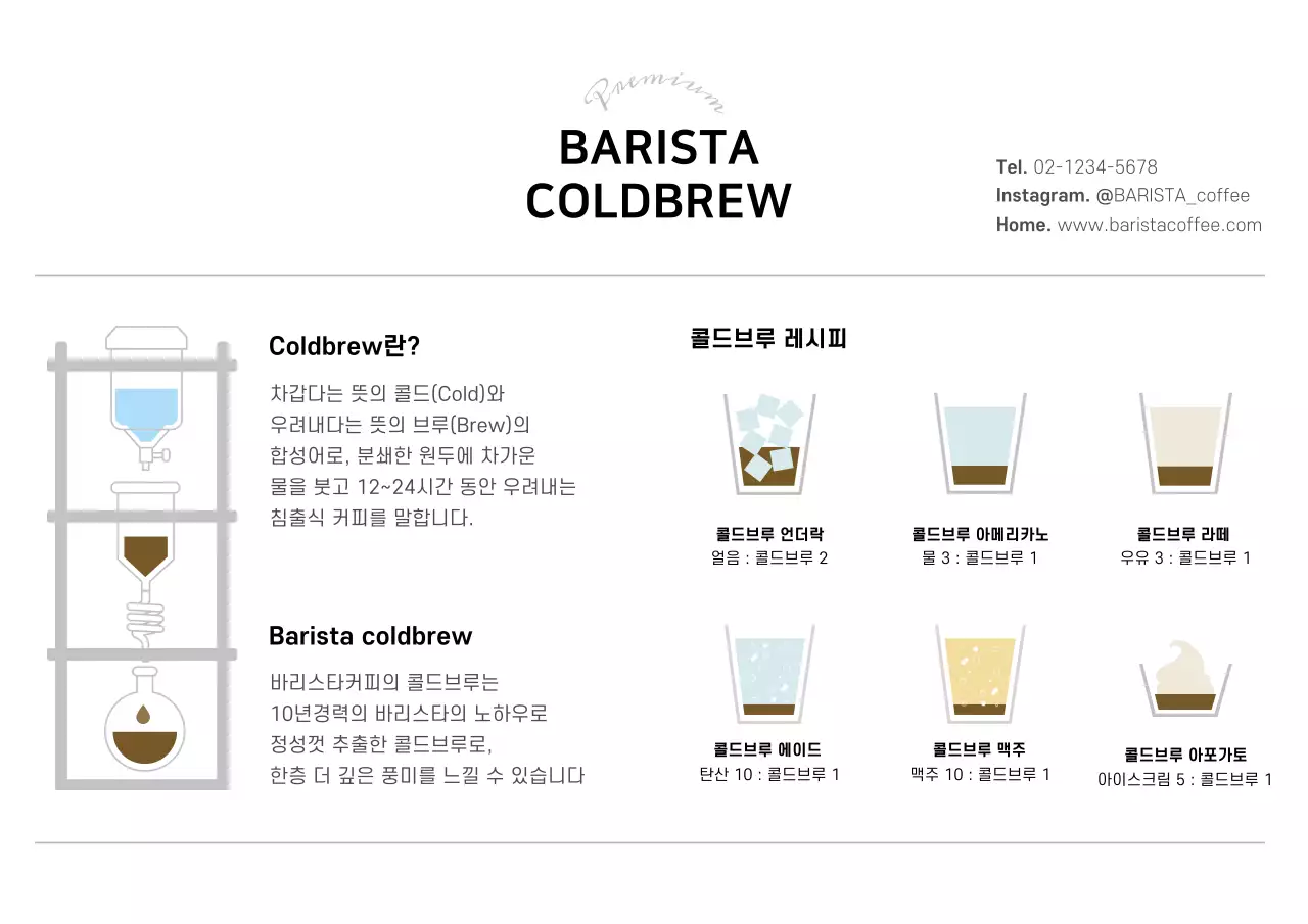 브라운톤 원두일러스트 카페 제품홍보 카드엽서