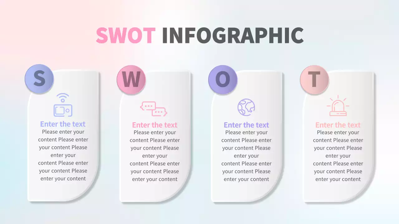 분홍색과 보라색의 파스텔톤 swot 분석