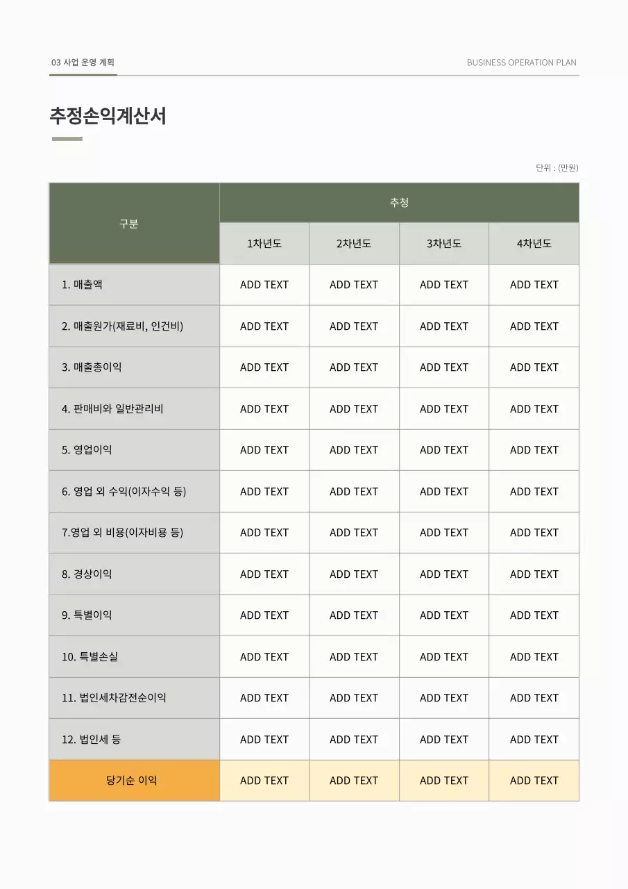 초록색의 심플한 사선 컨셉 사업계획서
