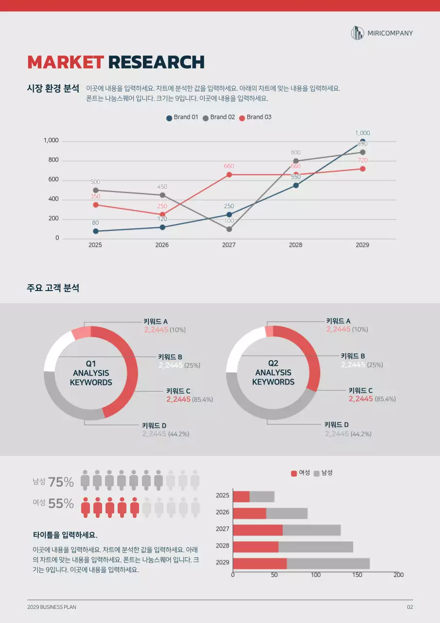 남색과 붉은색의 그래픽 컨셉 비지니스 사업계획서