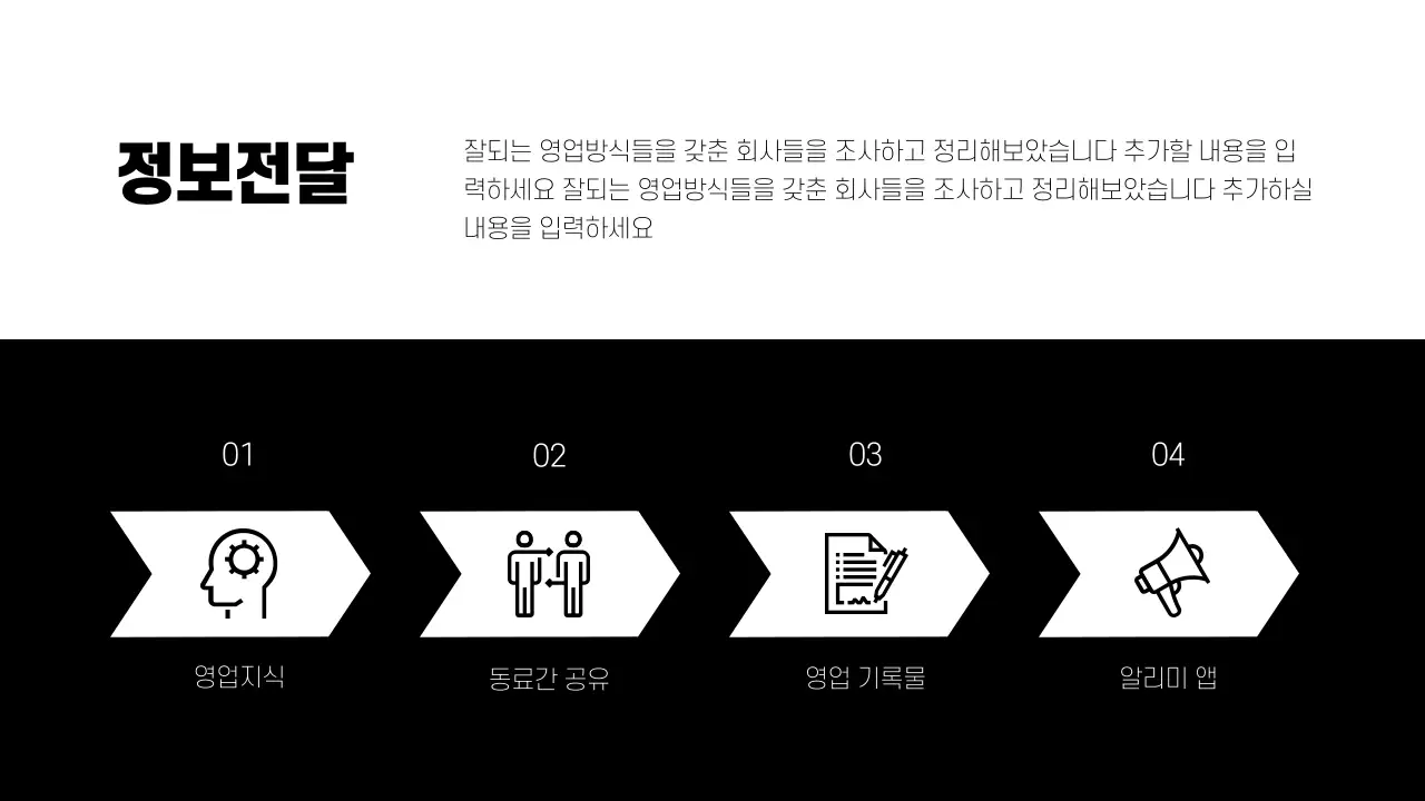 검은색과 흑백 컨셉의 Project Management 디자인 인포그래픽