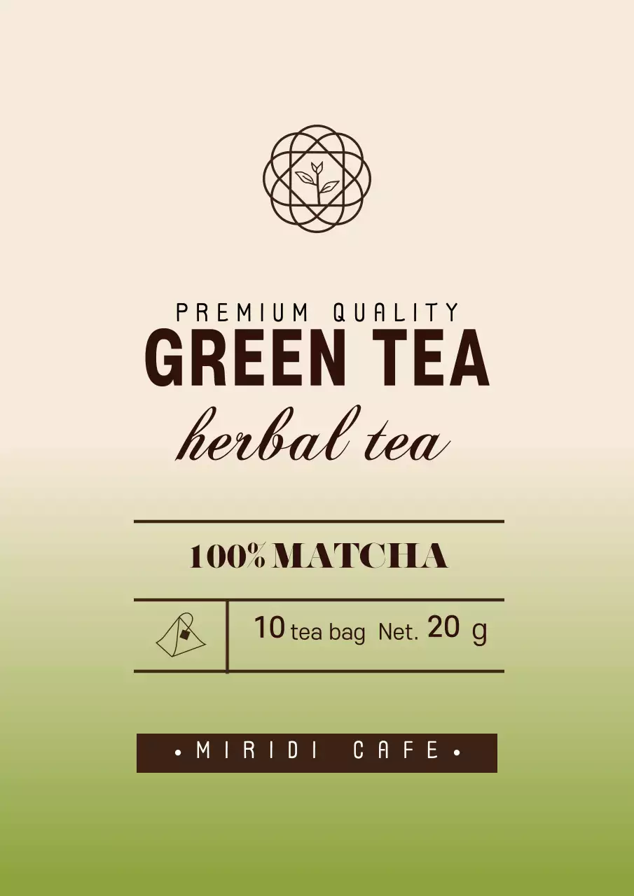 녹색 그라데이션의 심플한 녹차 티백 라벨 디자인