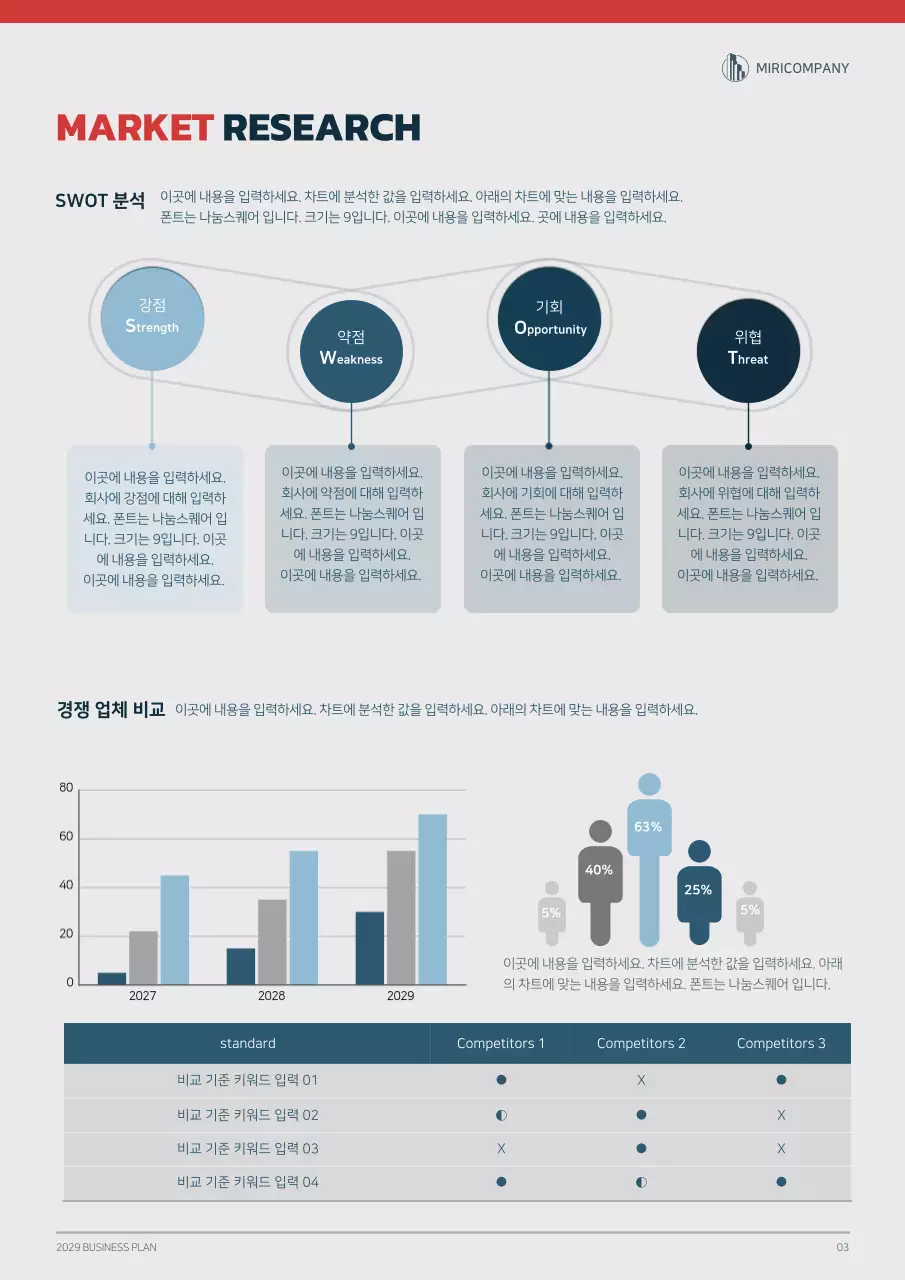 남색과 붉은색의 그래픽 컨셉 비지니스 사업계획서
