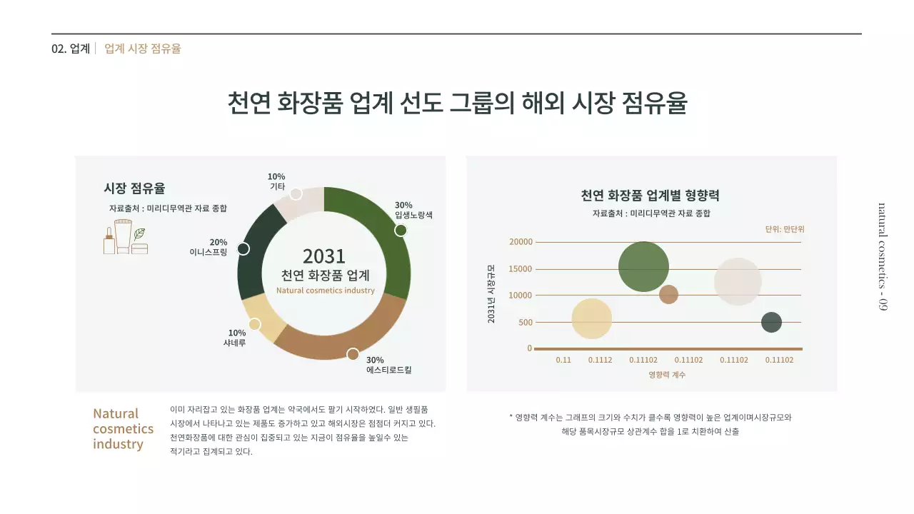 갈색과 녹색의 천연 화장품 사업계획서 프리젠테이션